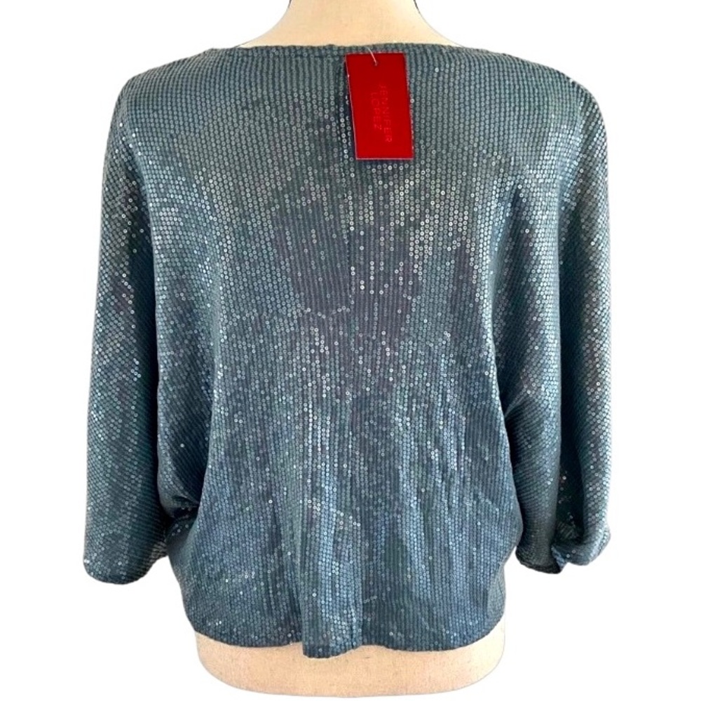NEW Jennifer Lopez Sequin Half Sleeve Blouse X-Small - Picture 6 of 10